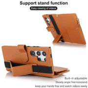 For Samsung Galaxy S24 Ultra 5G Wristband Holder Zipper Purse RFID Leather Phone Case(Brown)