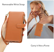 For Samsung Galaxy S24 Ultra 5G Wristband Holder Zipper Purse RFID Leather Phone Case(Brown)