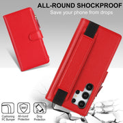 For Samsung Galaxy S24 Ultra 5G Wristband Holder Zipper Purse RFID Leather Phone Case(Red)