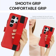 For Samsung Galaxy S24 Ultra 5G Wristband Holder Zipper Purse RFID Leather Phone Case(Red)