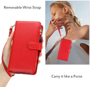 For Samsung Galaxy S24 Ultra 5G Wristband Holder Zipper Purse RFID Leather Phone Case(Red)