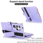 For Samsung Galaxy S24 Ultra 5G Wristband Holder Zipper Purse RFID Leather Phone Case(Purple)