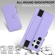 For Samsung Galaxy S24 Ultra 5G Wristband Holder Zipper Purse RFID Leather Phone Case(Purple)