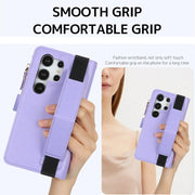 For Samsung Galaxy S24 Ultra 5G Wristband Holder Zipper Purse RFID Leather Phone Case(Purple)