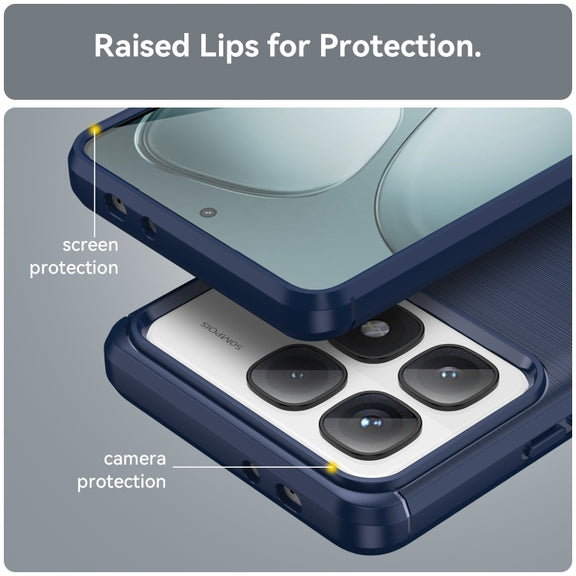 For Redmi K70 Ultra Brushed Texture Carbon Fiber TPU Phone Case(Blue)