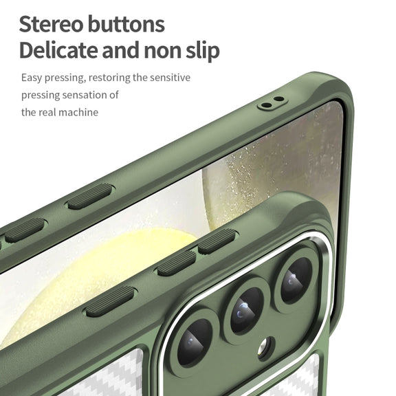 For Samsung Galaxy S25 5G Carbon Fiber Texture MagSafe Translucent Phone Case(Green)