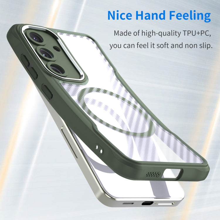 For Samsung Galaxy S25 5G Carbon Fiber Texture MagSafe Translucent Phone Case(Green) - Galaxy S25 5G Cases by PMC Jewellery | Online Shopping South Africa | PMC Jewellery | Buy Now Pay Later Mobicred
