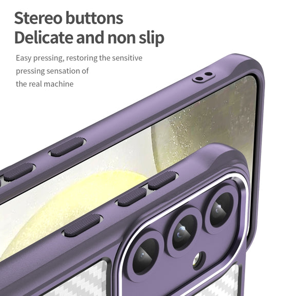 For Samsung Galaxy S25 5G Carbon Fiber Texture MagSafe Translucent Phone Case(Purple)