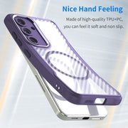 For Samsung Galaxy S25 5G Carbon Fiber Texture MagSafe Translucent Phone Case(Purple)