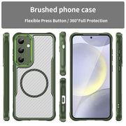 For Samsung Galaxy S25+ 5G Carbon Fiber Texture MagSafe Translucent Phone Case(Green)