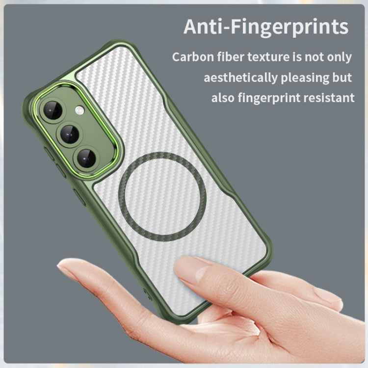 For Samsung Galaxy S25+ 5G Carbon Fiber Texture MagSafe Translucent Phone Case(Green) - Galaxy S25+ 5G Cases by PMC Jewellery | Online Shopping South Africa | PMC Jewellery | Buy Now Pay Later Mobicred
