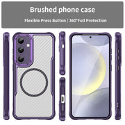 For Samsung Galaxy S25+ 5G Carbon Fiber Texture MagSafe Translucent Phone Case(Purple)