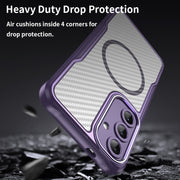 For Samsung Galaxy S25+ 5G Carbon Fiber Texture MagSafe Translucent Phone Case(Purple)