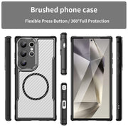 For Samsung Galaxy S25 Ultra 5G Carbon Fiber Texture MagSafe Translucent Phone Case(Black)