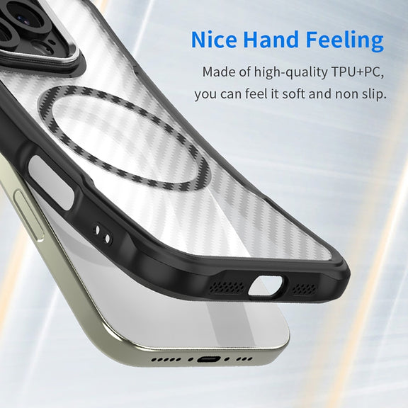 For Samsung Galaxy S25 Ultra 5G Carbon Fiber Texture MagSafe Translucent Phone Case(Black)
