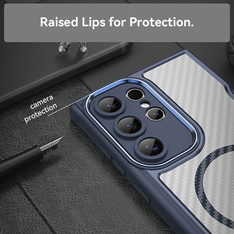 For Samsung Galaxy S25 Ultra 5G Carbon Fiber Texture MagSafe Translucent Phone Case(Blue) - Galaxy S25 Ultra 5G Cases by PMC Jewellery | Online Shopping South Africa | PMC Jewellery | Buy Now Pay Later Mobicred