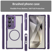 For Samsung Galaxy S25 Ultra 5G Carbon Fiber Texture MagSafe Translucent Phone Case(Purple)