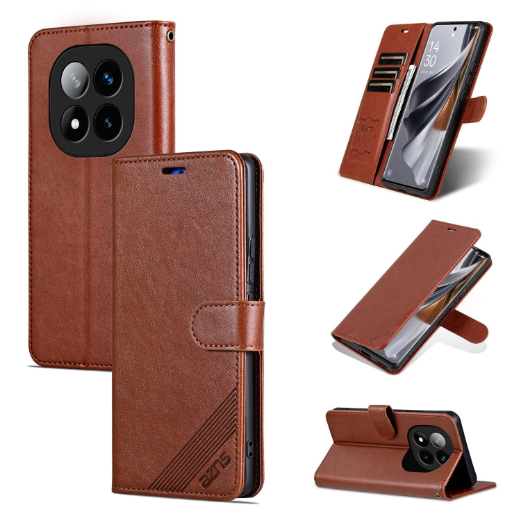 For Redmi Note 14 Pro 5G AZNS Sheepskin Texture Flip Leather Phone Case(Brown) - free shipping - PMC Jewellery - Order now!