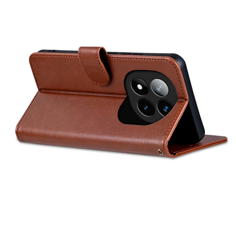 For Redmi Note 14 Pro+ 5G AZNS Sheepskin Texture Flip Leather Phone Case(Brown)