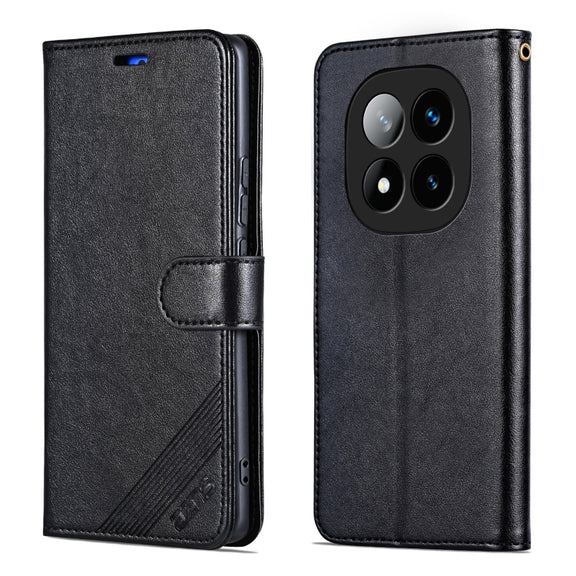 For Redmi Note 14 Pro+ 5G AZNS Sheepskin Texture Flip Leather Phone Case(Black)