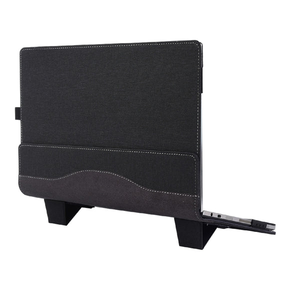 For MicroSoft Surface Laptop 15 inch Leather Laptop Shockproof Protective Case with Stand(Black)
