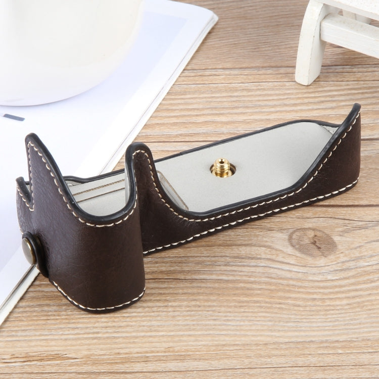 For Canon EOS 200D II / 200D Buffalo Texture PU Leather Camera Half Case Base(Dark Coffee) - Half Case by PMC TechLife | Online Shopping South Africa | PMC TechLife | Buy Now Pay Later Mobicred