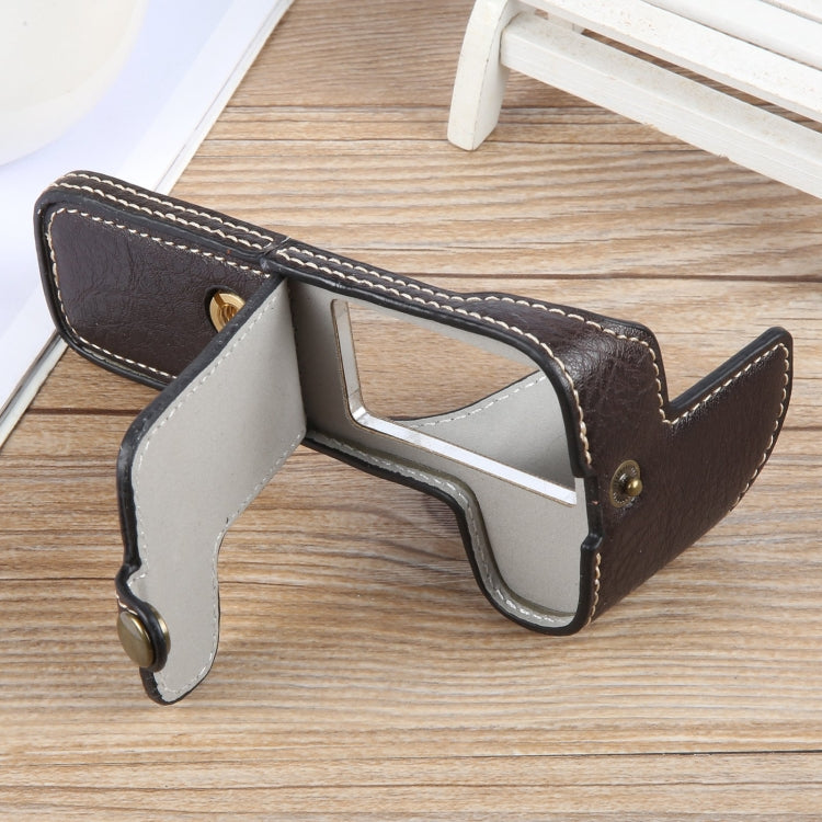 For Canon EOS 200D II / 200D Buffalo Texture PU Leather Camera Half Case Base(Dark Coffee) - Half Case by PMC TechLife | Online Shopping South Africa | PMC TechLife | Buy Now Pay Later Mobicred