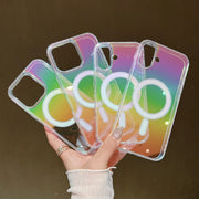 For iPhone 16e Gradient Color MagSafe Airbag Full Coverage Phone Case(Rainbow)