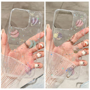 For iPhone 16 Pro Cosmic Star Glitter Epoxy TPU Phone Case(Transparent Pink)