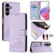 For Samsung Galaxy S25+ 5G Cat Rat Embossed RFID Leather Phone Case with Lanyard(Purple) - Galaxy S25+ 5G Cases by PMC TechLife | Online Shopping South Africa | PMC TechLife | Buy Now Pay Later Mobicred
