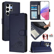 For Samsung Galaxy S25 Ultra 5G Cat Rat Embossed RFID Leather Phone Case with Lanyard(Blue) - Galaxy S25 Ultra 5G Cases by PMC TechLife | Online Shopping South Africa | PMC TechLife | Buy Now Pay Later Mobicred