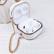 For Samsung Galaxy Buds2 / 2 Pro / Pro Litchi Texture Earbuds Box Leather Protective Case with Metal Bracelet(Beige)