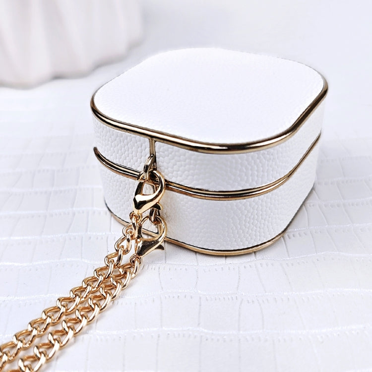 For Samsung Galaxy Buds2 / 2 Pro / Pro Litchi Texture Earbuds Box Leather Protective Case with Metal Bracelet(Beige)
