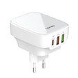 LDNIO Q334 32W Type-C + Dual USB Port Charger with 1m 8 Pin Data Cable, Plug Type:EU Plug(White) - USB Charger by LDNIO | Online Shopping South Africa | PMC TechLife | Buy Now Pay Later Mobicred