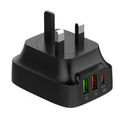 LDNIO Q334 32W Type-C + Dual USB Port Charger with 1m 8 Pin Data Cable, Plug Type:UK Plug(Black)