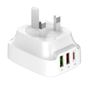LDNIO Q334 32W Type-C + Dual USB Port Charger with 1m 8 Pin Data Cable, Plug Type:UK Plug(White)
