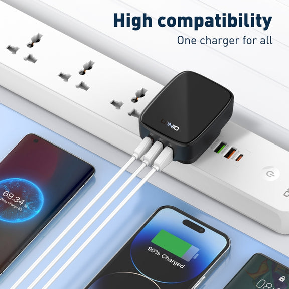 LDNIO Q334 32W Type-C + Dual USB Port Charger with 1m 8 Pin Data Cable, Plug Type:US Plug(White)