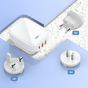 LDNIO Q334 32W Type-C + Dual USB Port Charger with 1m 8 Pin Data Cable, Plug Type:US Plug(White)