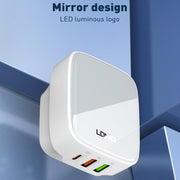 LDNIO Q334 32W Type-C + Dual USB Port Charger with 1m 8 Pin Data Cable, Plug Type:US Plug(White)