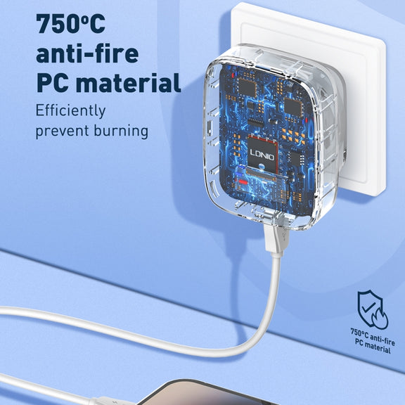LDNIO Q334 32W Type-C + Dual USB Port Charger with 1m 8 Pin Data Cable, Plug Type:US Plug(White)