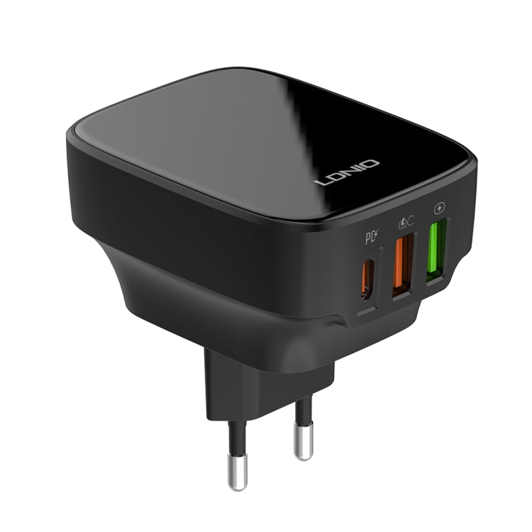LDNIO Q334 32W Type-C + Dual USB Port Charger with 1m USB-C / Type-C to USB-C / Type-C Data Cable, Plug Type:EU Plug(Black) - free shipping - PMC Jewellery - Order now!