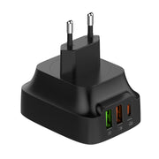 LDNIO Q334 32W Type-C + Dual USB Port Charger with 1m USB-C / Type-C to USB-C / Type-C Data Cable, Plug Type:EU Plug(Black)