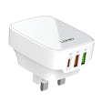 LDNIO Q334 32W Type-C + Dual USB Port Charger with 1m USB-C / Type-C to USB-C / Type-C Data Cable, Plug Type:UK Plug(White) - free shipping - PMC TechLife - Order now!