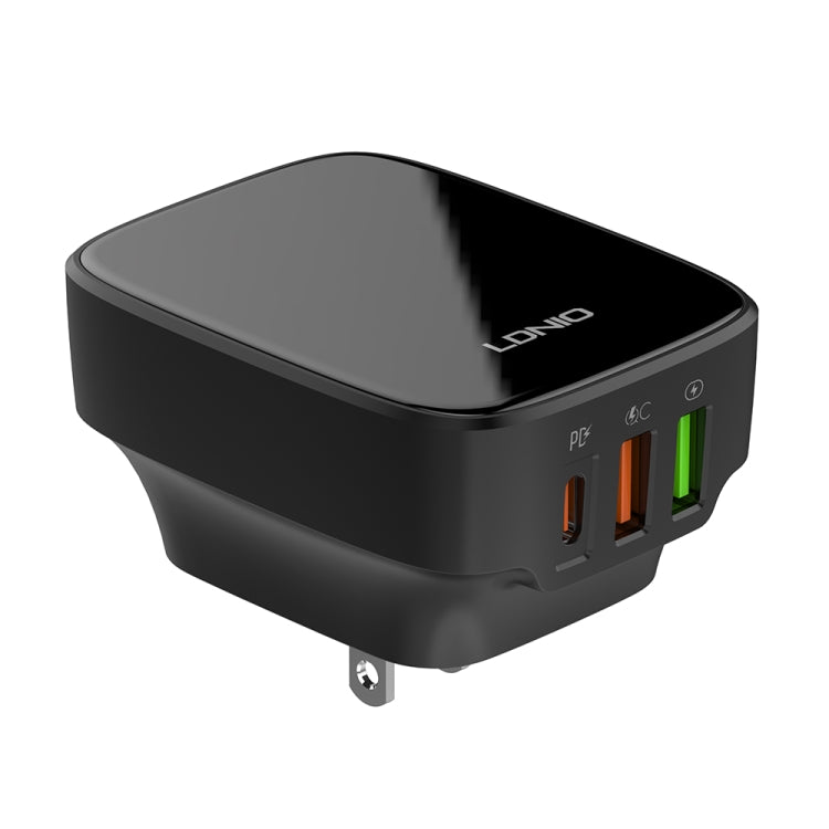 LDNIO Q334 32W Type-C + Dual USB Port Charger with 1m USB-C / Type-C to USB-C / Type-C Data Cable, Plug Type:US Plug(Black) - free shipping - PMC Jewellery - Order now!