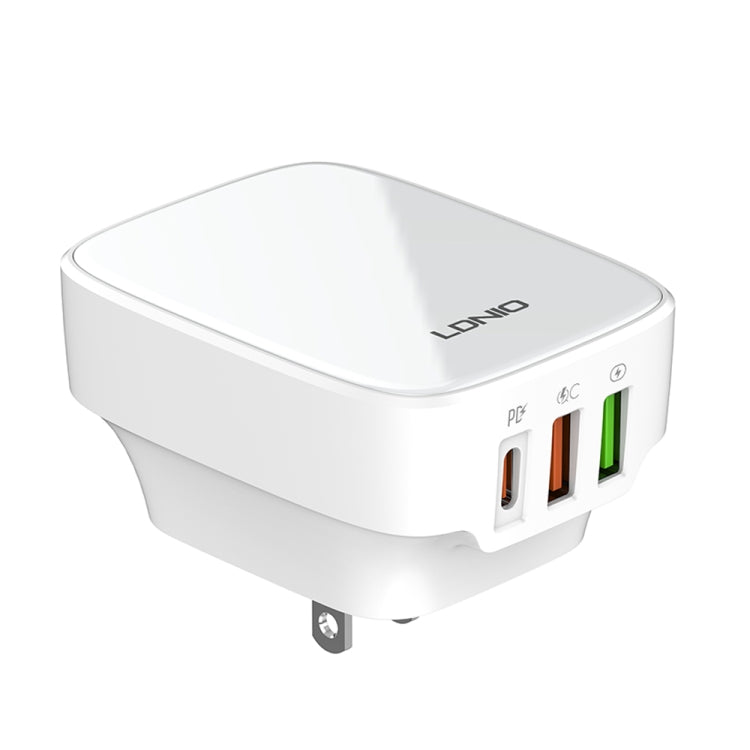 LDNIO Q334 32W Type-C + Dual USB Port Charger with 1m USB-C / Type-C to USB-C / Type-C Data Cable, Plug Type:US Plug(White) - free shipping - PMC Jewellery - Order now!