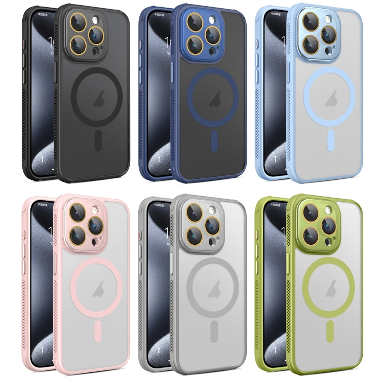 For iPhone 16 Plus Side Cooling Skin Feel Frosted MagSafe Magnetic Phone Case(Sky Blue)
