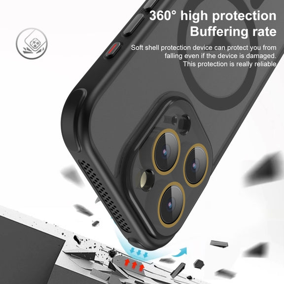 For iPhone 16 Pro Max Side Cooling Skin Feel Frosted MagSafe Magnetic Phone Case(Black)