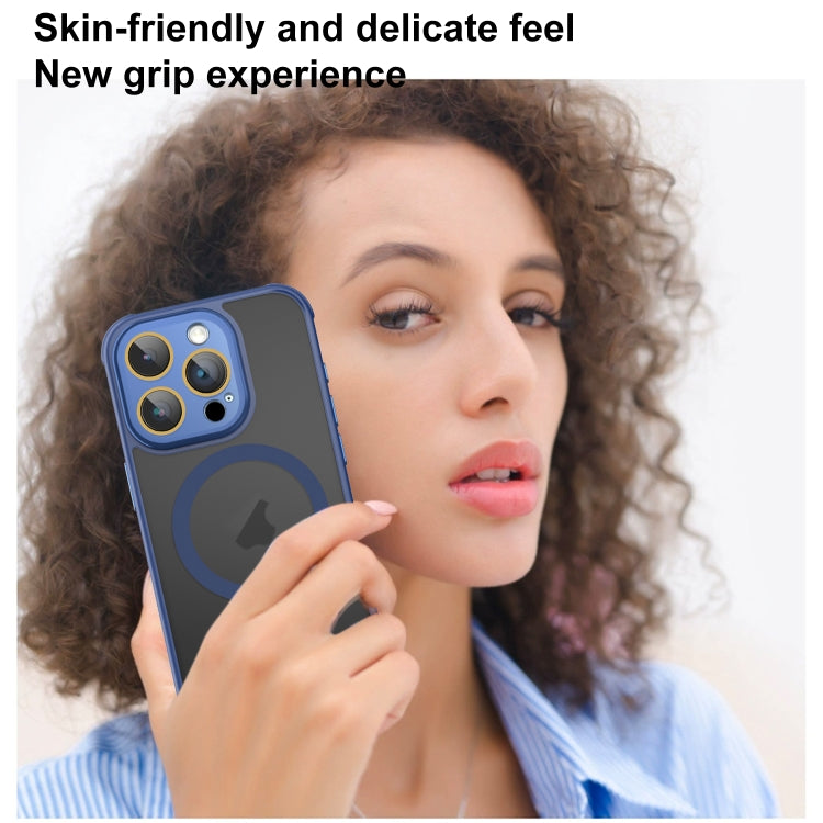For iPhone 16 Pro Side Cooling Skin Feel Frosted MagSafe Magnetic Phone Case(Blue)