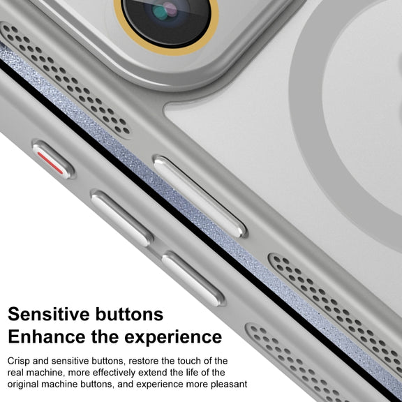 For iPhone 16 Plus Side Cooling Skin Feel Frosted MagSafe Magnetic Phone Case(Sky Blue)