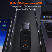 LDNIO Q366 65W USB + Dual Type-C Port Charger with 1m USB-C / Type-C to USB-C / Type-C Data Cable, Plug Type:EU Plug(Black)